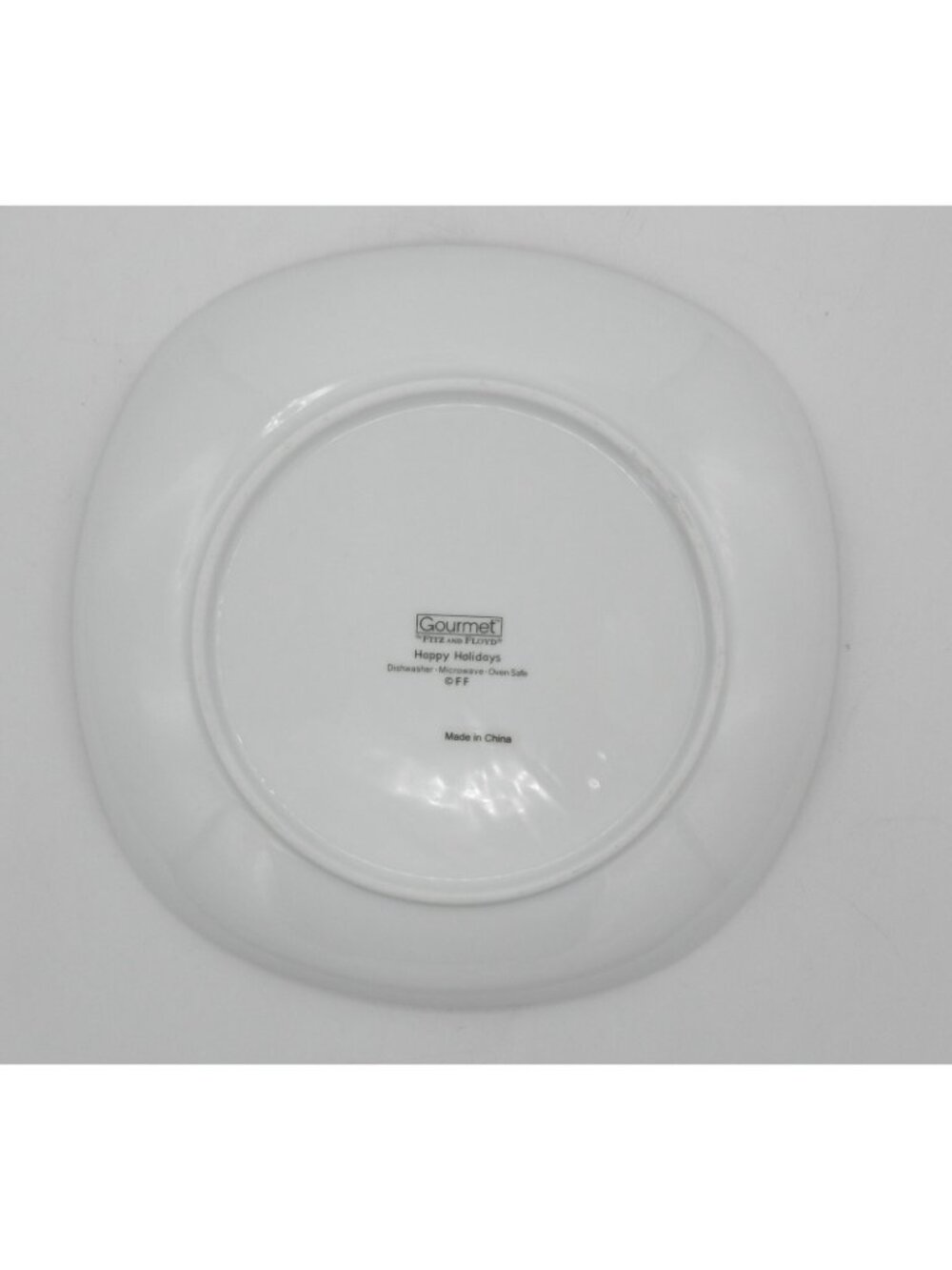Happy Holidays by Fitz & Floyd 8 Inch Square Plates Set of 4 Excellent! - Picture 9 of 9